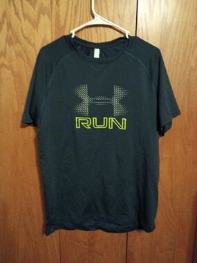 Under Armour Men’s Short-Sleeve Run Tee - Black with Neon Yellow Accent